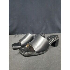 Alex Marie Black Leather Slip On Block Sandals Mules‎ Shoes Sz 7.5 Barely Worn